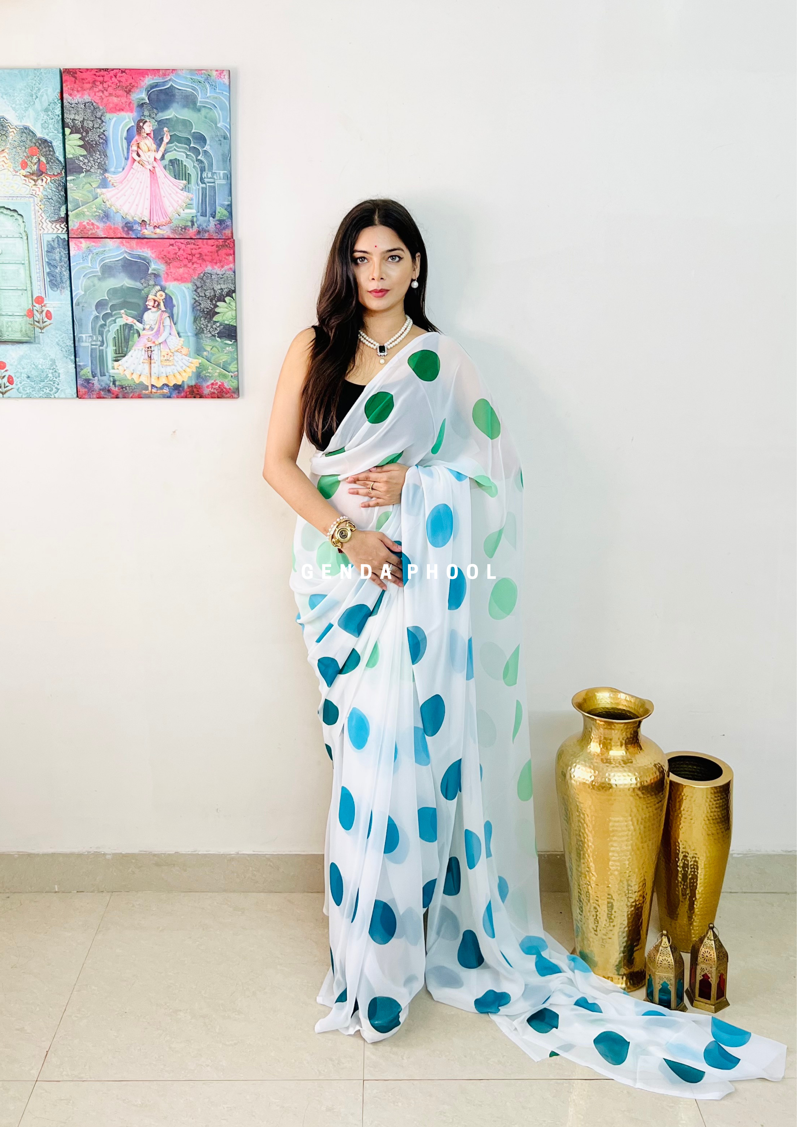 Polka Dot SareeBlueberry | Saree, Polka dot saree, Desi wear