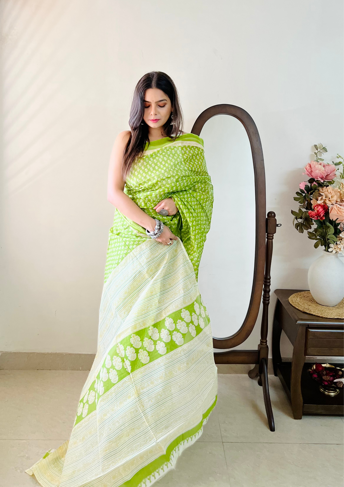 Sanganeri Print Pure Cotton Saree