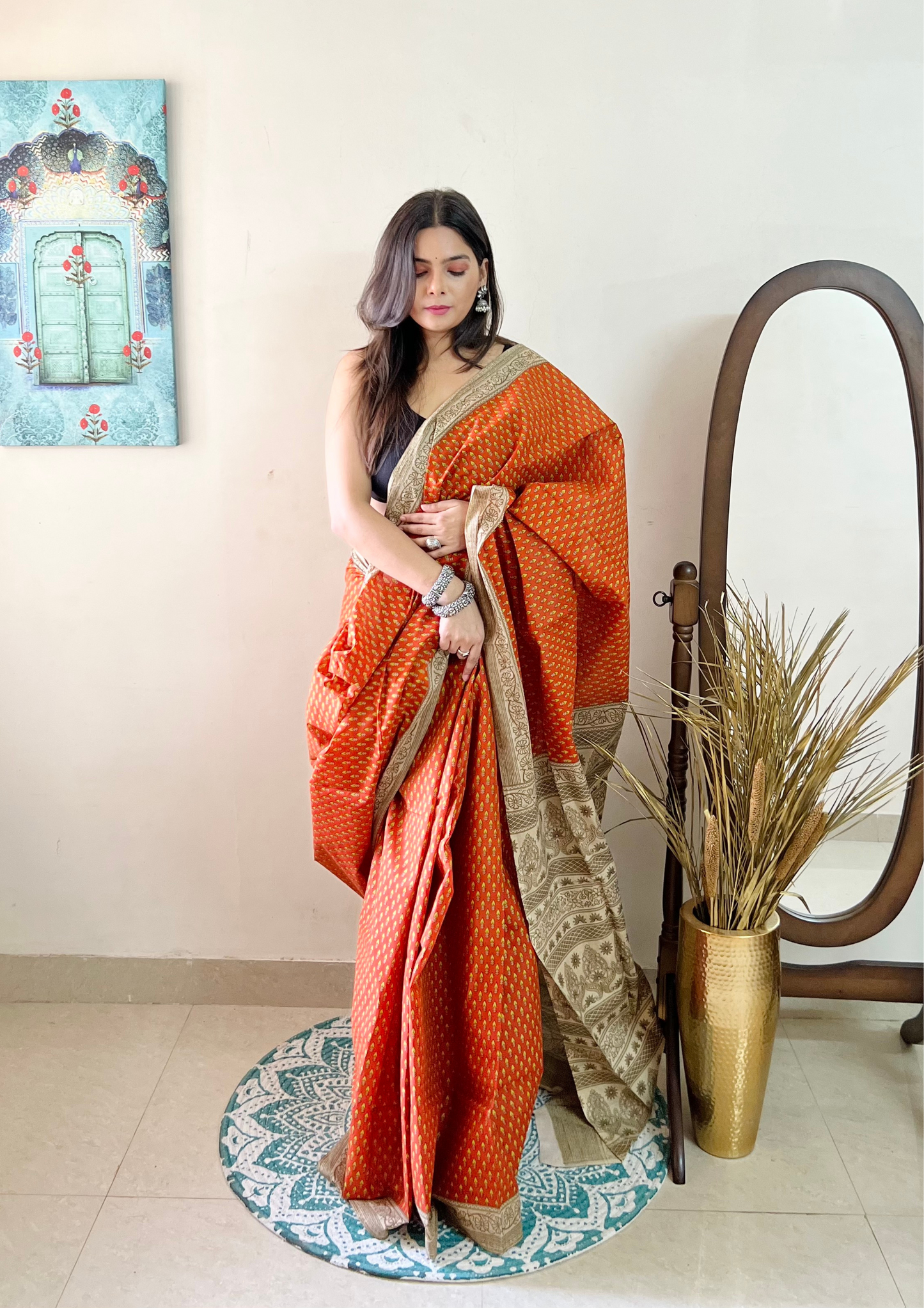 Buti Print Malai Cotton Saree