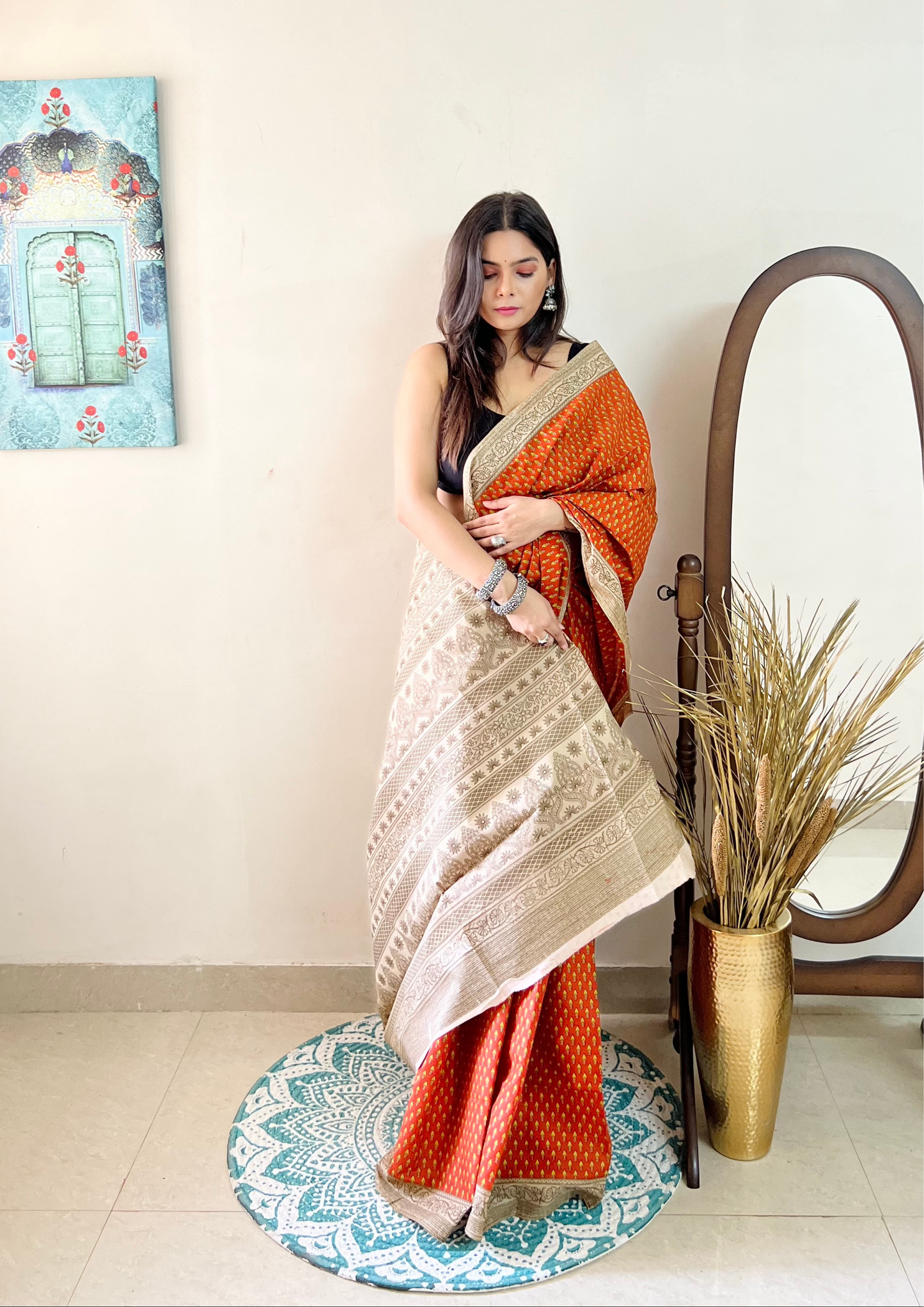 Buti Print Malai Cotton Saree