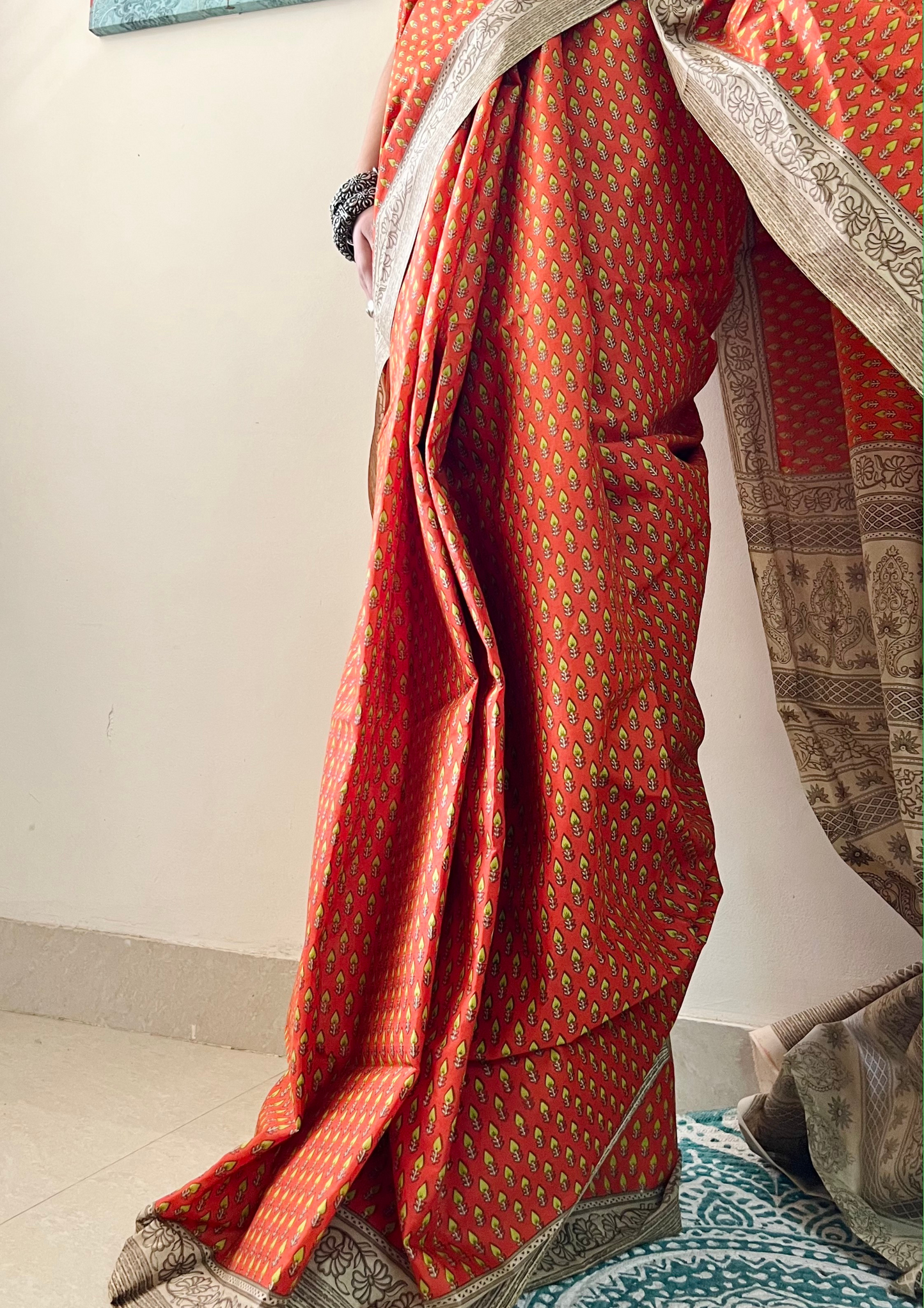 Buti Print Malai Cotton Saree