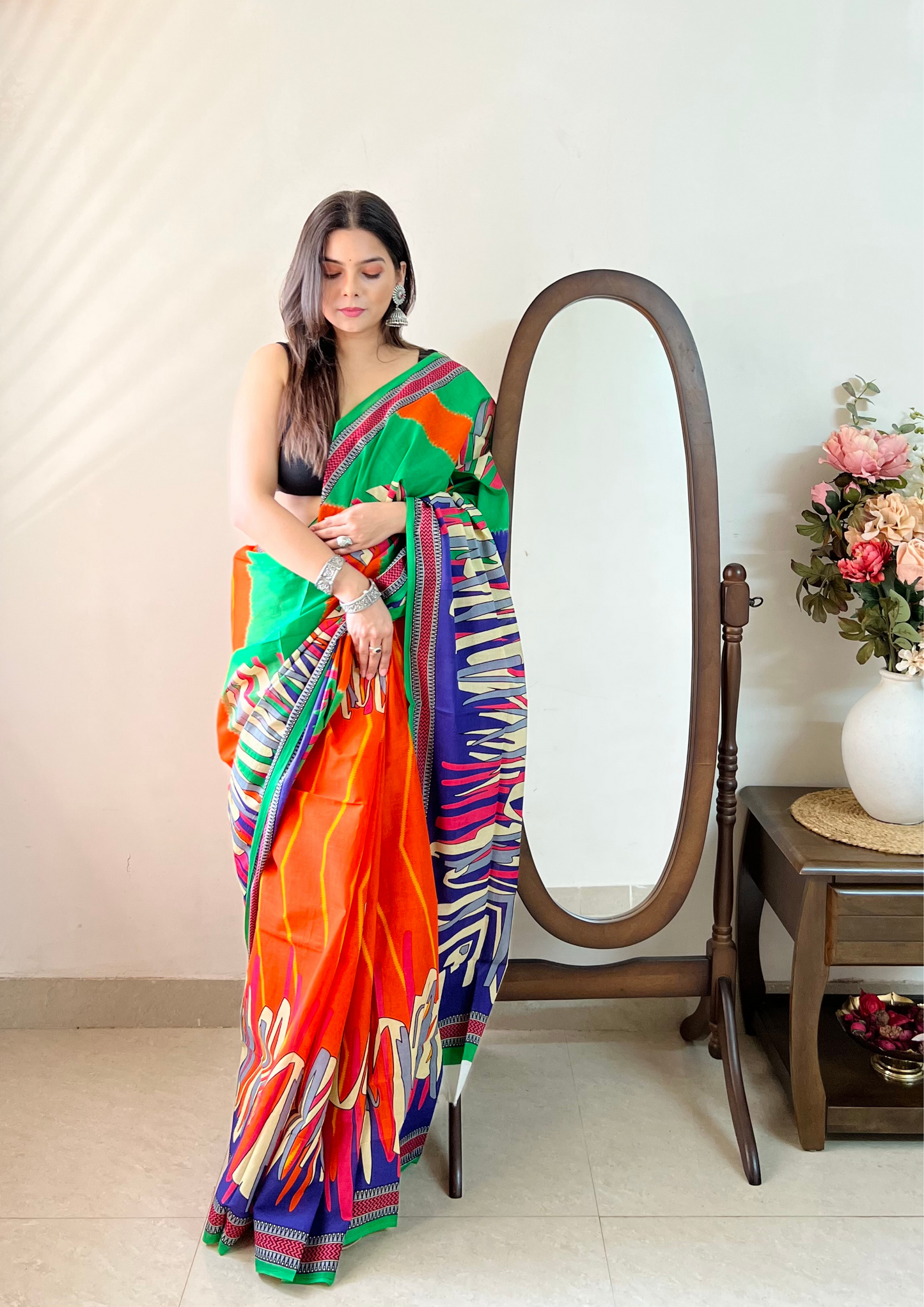 Multicoloured Malai Pure Cotton Saree