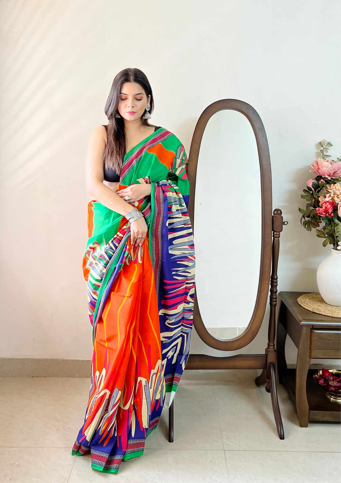 Multicoloured Malai Pure Cotton Saree