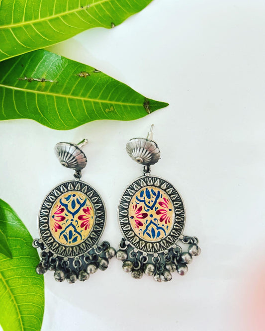 Taj hand painted oxidised earrings