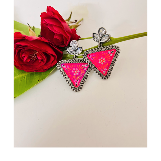 Taj hand painted oxidised earrings