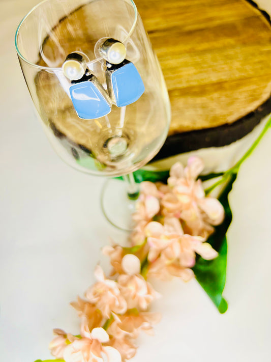 Opalite Pearl Elegance German Silver Earrings